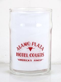 1950 Alamo Plaza Hotels 3¾ Inch Tall Drinking Glass