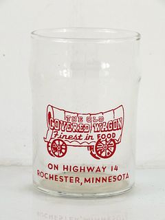 1950 Old Covered Wagon Rochester  Minnesota 3¾ Inch Tall Drinking Glass