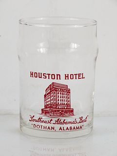 1950 Houston Hotel  Dothan  Alabama 3¾ Inch Tall Drinking Glass
