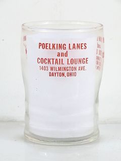 1950 Marian Poelking Lanes Bowling Alley Dayton  Ohio 4 Inch Tall Drinking Glass