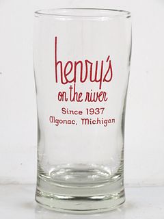 1960 Henry's On The River  Algonac  Michigan 4¾ Inch Tall Drinking Glass