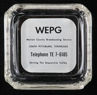 1955 WEPG Radio Ashtray South Pittsburg  Tennessee Glass Ashtray Chicago, Illinois