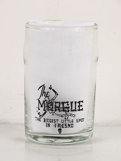 1950 Morgue Niteclub Cocktail Lounge  Fresno California 3¾ Inch Tall Straight Sided ACL Drinking Glass