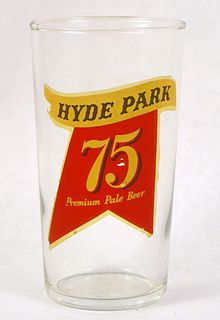 1951 Hyde Park 75 Premium Pale Beer 4¾ Inch Decal Label Drinking Glass Saint Louis, Missouri