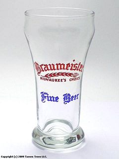 1948 Braumeister Fine Beer 5¼ Inch Tall Bulge Top ACL Drinking Glass Milwaukee, Wisconsin