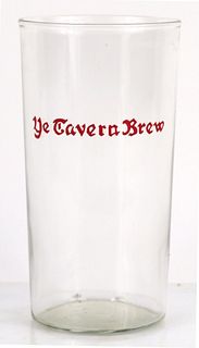 1933 Ye Tavern Brew 5½ Inch Tall Straight Sided ACL Drinking Glass Lafayette, Indiana