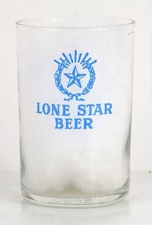 1938 Lone Star Beer 3½ Inch Tall Straight Sided ACL Drinking Glass San Antonio, Texas