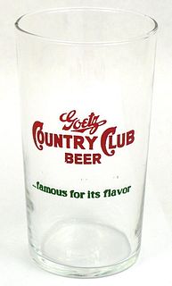 1949 Goetz Country Club Beer 4¾ Inch Tall Straight Sided ACL Drinking Glass St. Joseph, Missouri