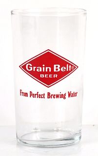 1958 Grain Belt Beer 4½ Inch Tall Straight Sided ACL Drinking Glass Minneapolis, Minnesota