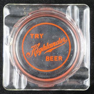 1960 Highlander Beer Glass Glass Ashtray Missoula, Montana