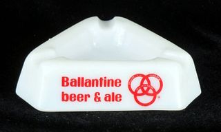 1960 Ballantine Beer  & Ale Ash Tray Glass Ashtray Newark, New Jersey
