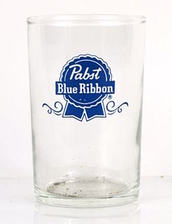1975 Pabst Blue Ribbon Beer 3½ Inch Tall Straight Sided ACL Drinking Glass Milwaukee, Wisconsin