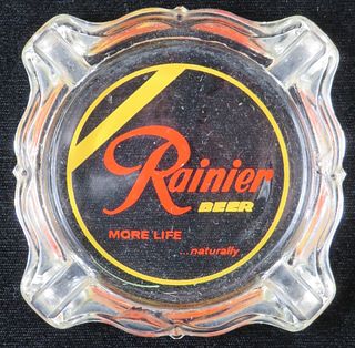 1957 Rainier Beer "More Life" Glass Ashtray Seattle, Washington