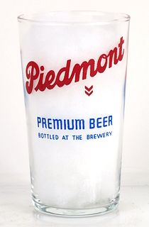 1935 Piedmont Beer 4½ Inch Tall Straight Sided ACL Drinking Glass Norfolk, Virginia