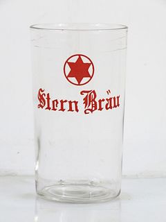 1946 Stern Brau 4¼ Inch Tall Straight Sided ACL Drinking Glass Belleville, Illinois