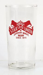 1940 Star Union Beer 4¾ Inch Tall Straight Sided ACL Drinking Glass Peru, Illinois