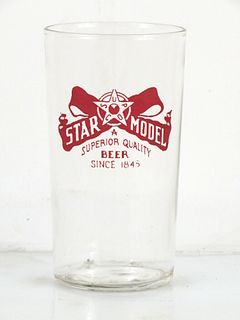 1955 Star Model Beer 4⅓ Inch Tall Straight Sided ACL Drinking Glass Peru, Illinois