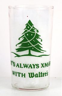 1962 Walter's Beer 4¾ Inch Tall Straight Sided ACL Drinking Glass Eau Claire, Wisconsin