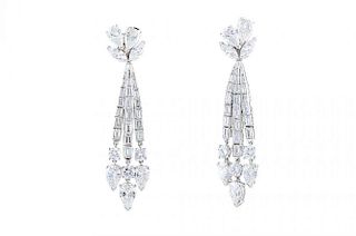 A Pair of 1950s Platinum Diamond Earrings