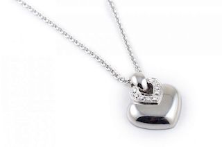 A Gold Diamond Heart Pendant Necklace, by Bulgari