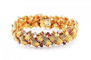 A Gold Ruby and Diamond Bracelet, by LaCloche
