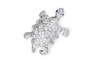 A Diamond and Platinum Turtle Pin, by Tiffany & Co.
