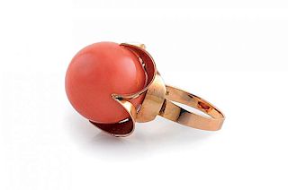 A Coral and Gold Ring