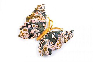 A Agate and Gold Butterfly Brooch, by Andreas Von Zadora-Gerlof