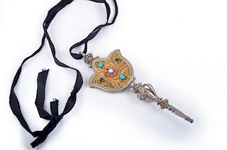 An Antique Paste Gemstone Pendant Necklace, No Reserve