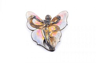 An Art Nouveau Silver and Enamel Fairy Pin, No Reserve