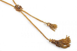 A Victorian Gold Tassel Necklace