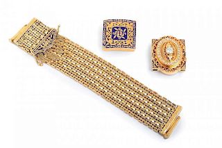 An Antique Gold Tassel Bracelet/Watch With Interchangeable Clasp