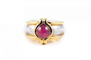 A Two-Toned Gold Ruby and Diamond Ring