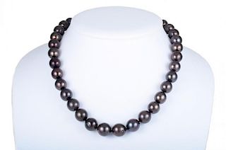 A Tahitian Black Cultured Pearl Necklace