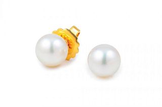 A Pair of Pearl Stud Earrings, by Mikimoto