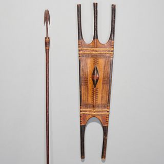 Philippine Kalinga shield and spear