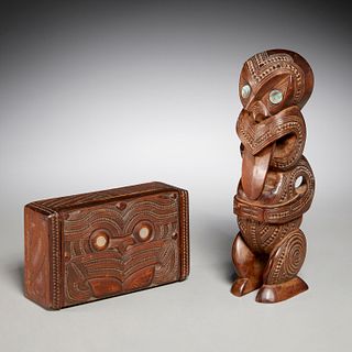 Maori Peoples, Tiki figure and box
