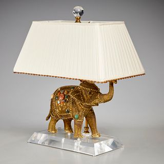 Indian jeweled elephant lamp, Peter Marino