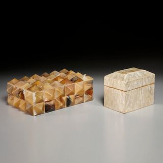 (2) Chic Designer horn & mother pearl boxes