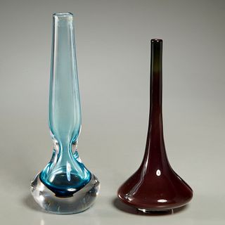 Nils Landberg for Orrefors, (2) unique Expo vases