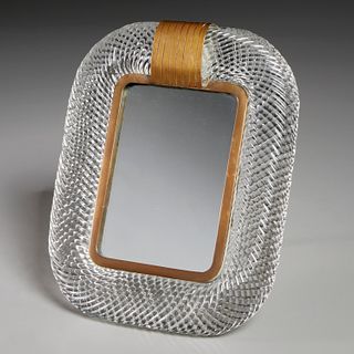 Venini style brass mounted Murano table mirror