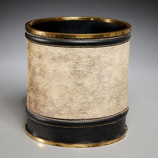 Vintage leather & ponyskin wastepaper basket