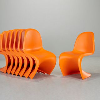 Verner Panton, (8) stacking side chairs