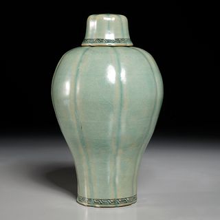 Korean celadon glazed jar and cover