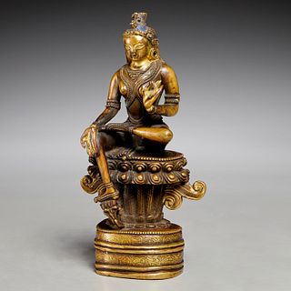 Small Sino-Tibetan gilt bronze Tara Buddha