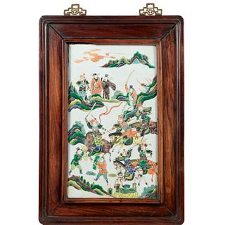 Fine and large Chinese famille verte plaque
