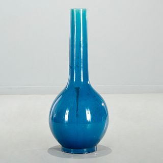 Monumental Chinese turquoise glaze vase, 35 inches