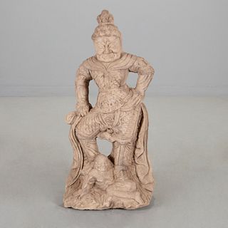 Chinese Tang style stone carved warrior