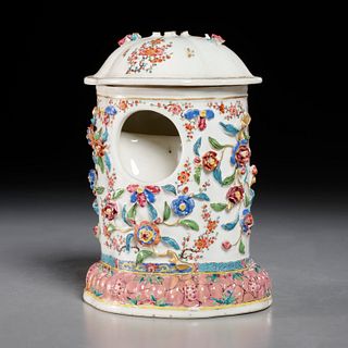 Chinese Export famille rose watch stand and cover