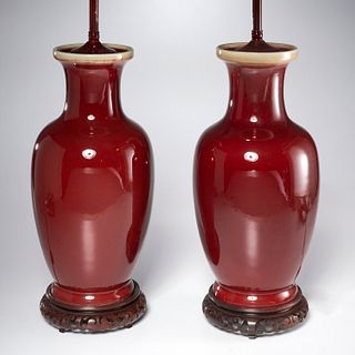 Pair Chinese oxblood porcelain vase
